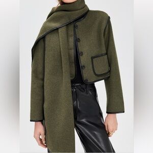 NWT Moon River Faux Leather Trim Button Down Jacket